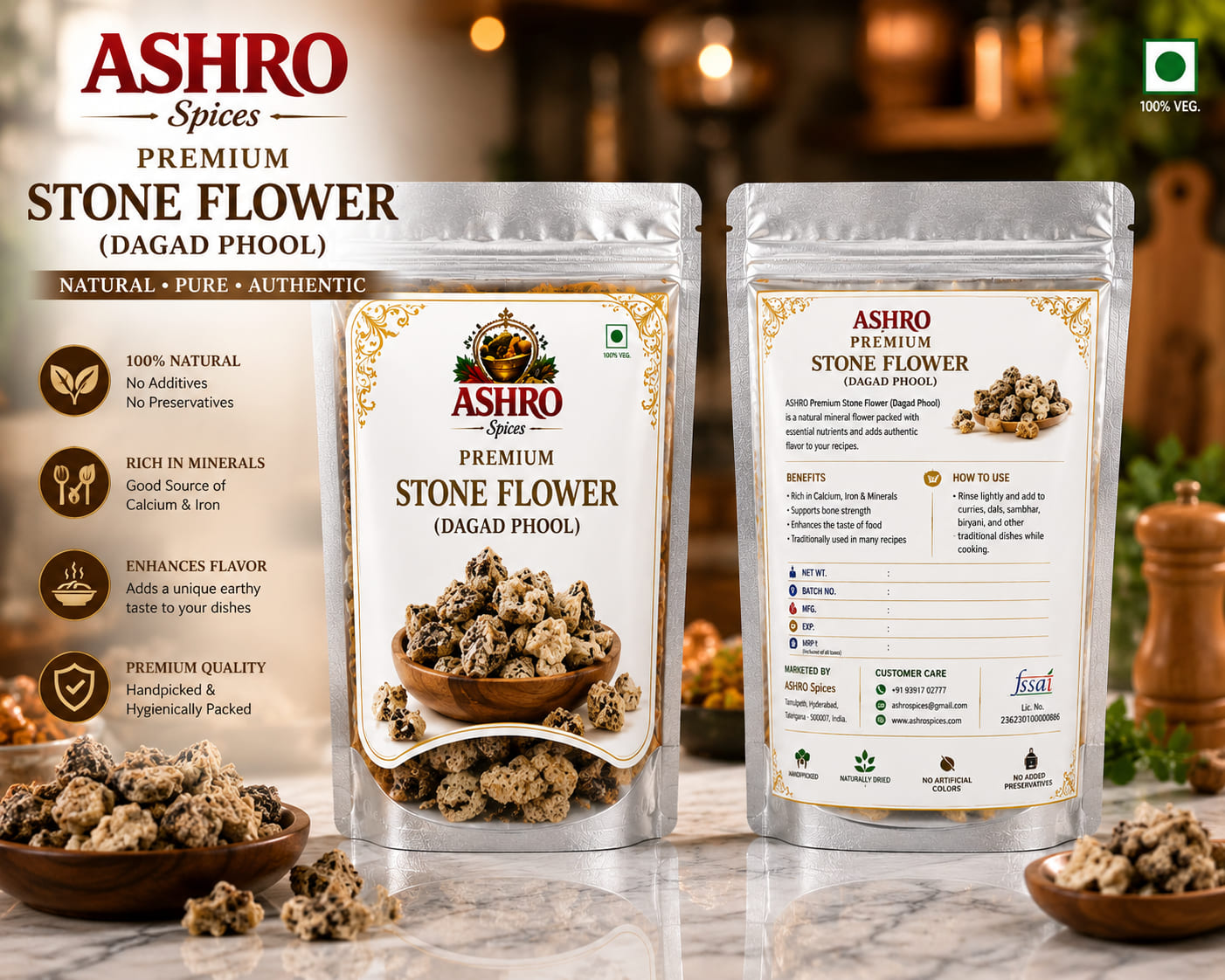 ASHRO Premium Stone Flower Whole (Dagad Phool)