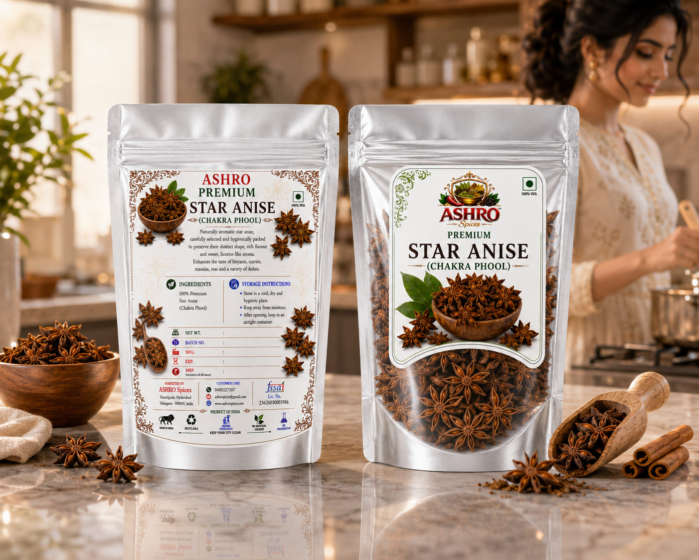 ASHRO Premium Whole Star Anise (Chakra Phool)